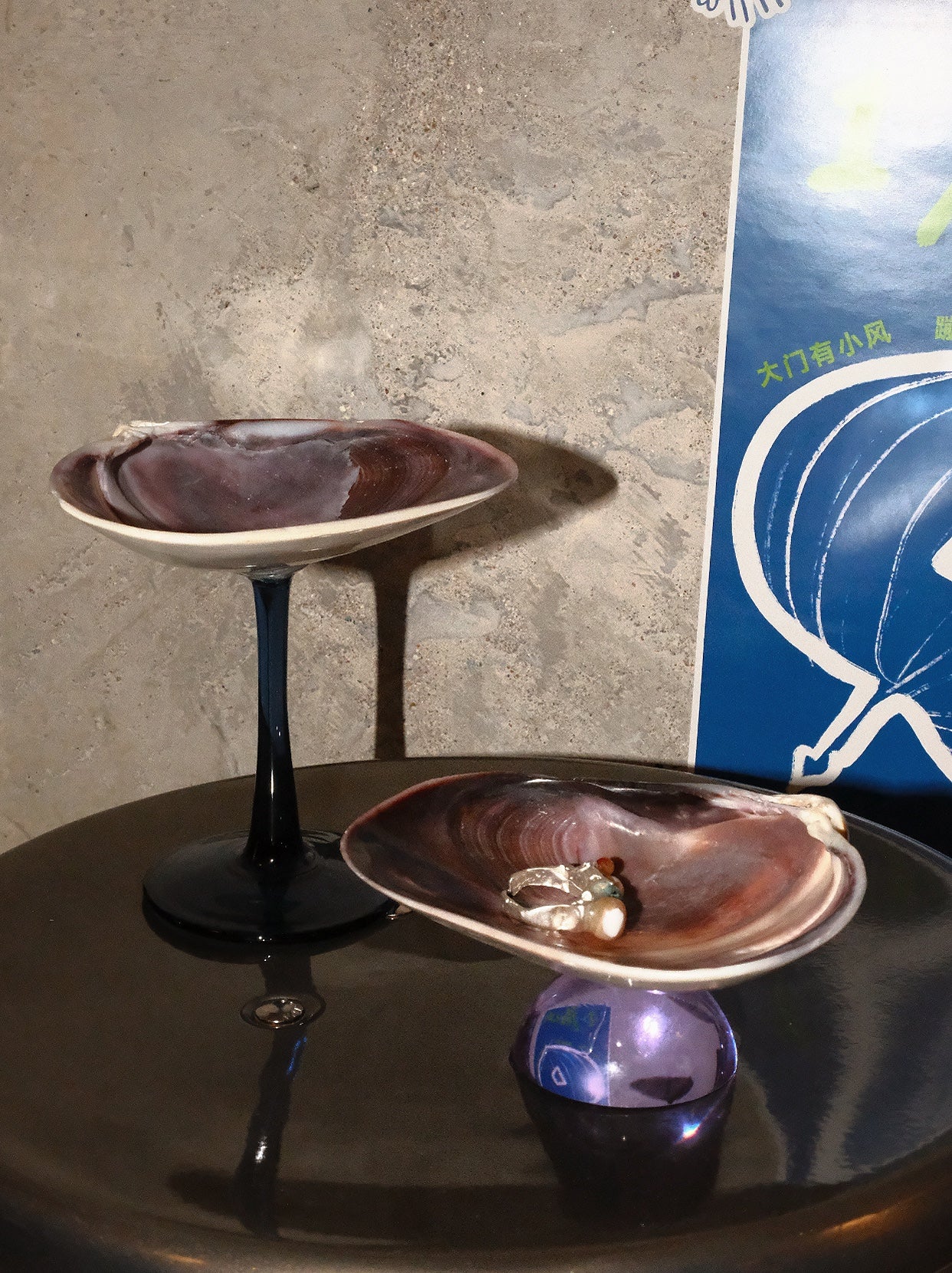 Creative, Retro and Niche Natural Purple Clam Shell Jewelry Tray, Sauce Dish, Dessert Plate, Fruit Plate